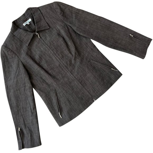 modatela (Spain) Denim Linen Blend Full Zip Blouson Jacket (Kiko Kostadinov) : M